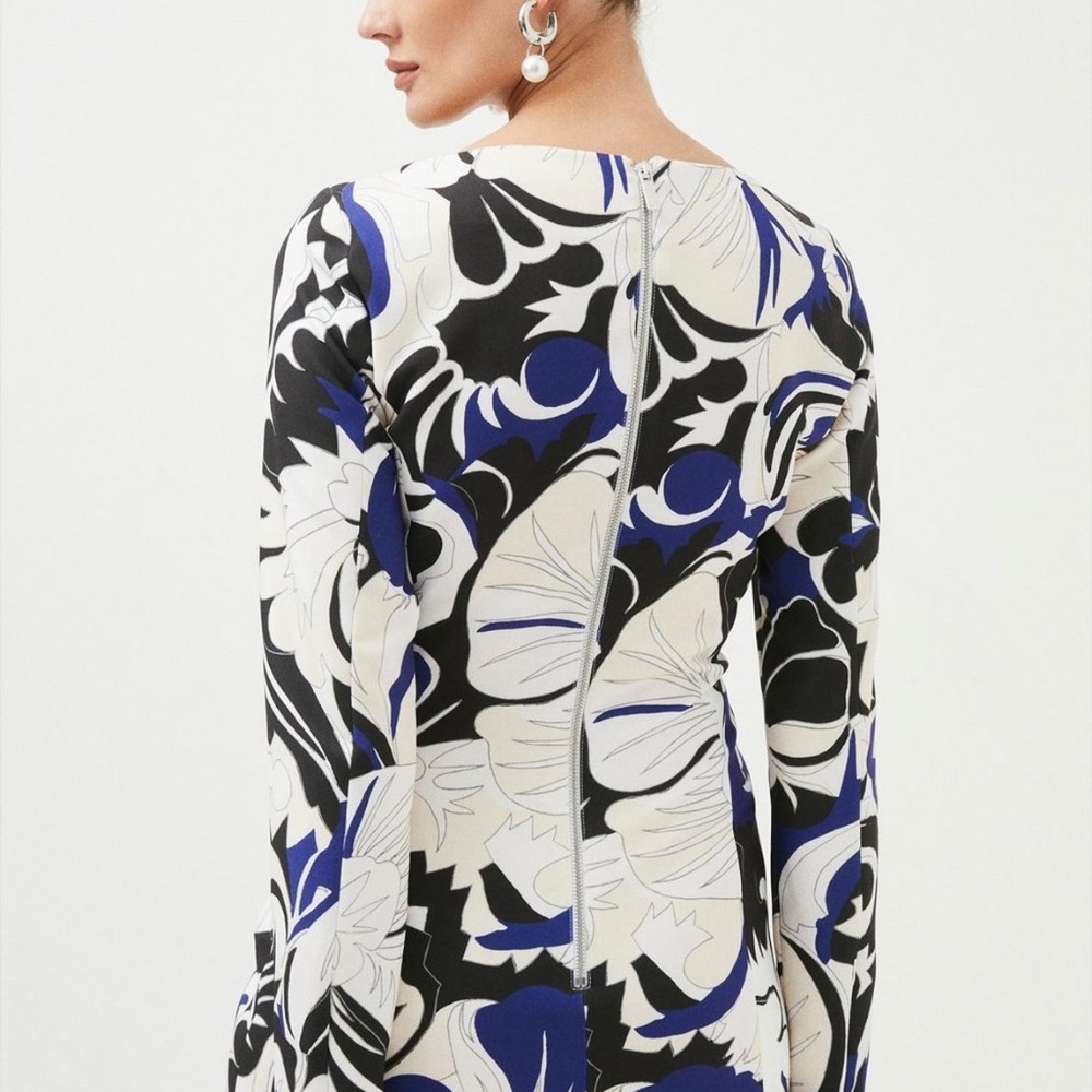 Karen Millen Floral Printed Mini Dress Size 10 NWT - Picture 2 of 11